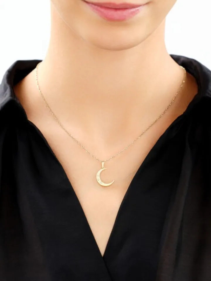 Złota zawieszka z cyrkoniami - Księżyc