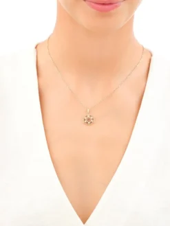 Złota zawieszka z cyrkoniami - rozeta