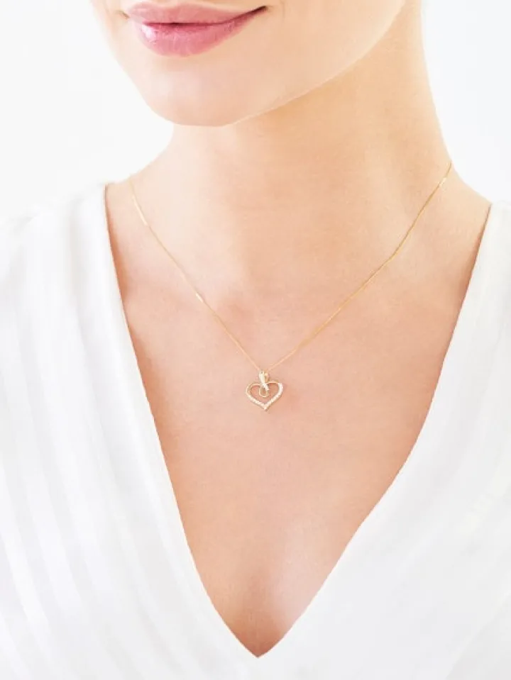 Złota zawieszka z cyrkoniami - Serce