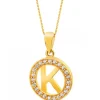 Złota zawieszka z cyrkoniami - litera K