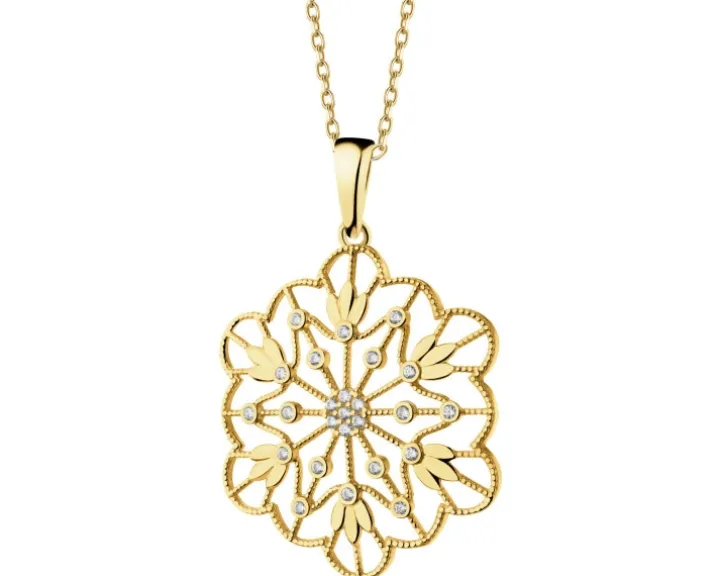 Złota zawieszka z cyrkoniami - rozeta