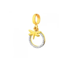 Złota zawieszka z cyrkoniami beads - ważka