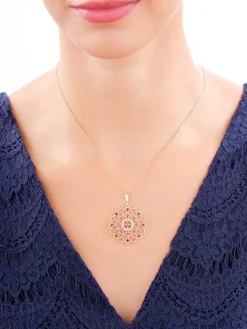 Złota zawieszka z cyrkoniami - rozeta