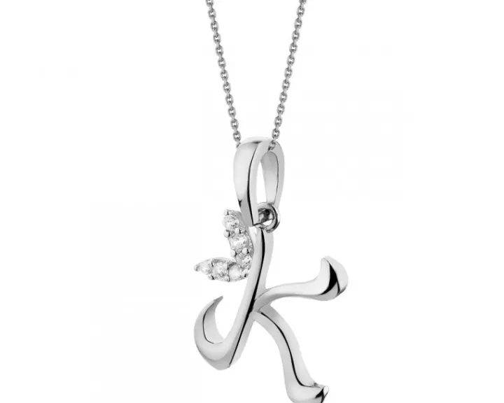 Złota zawieszka z cyrkoniami - Litera K