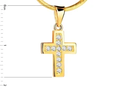 Złota zawieszka z cyrkoniami - krzyż