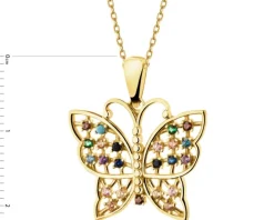 Złota zawieszka z cyrkoniami - motyl