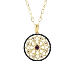 Złota zawieszka z cyrkoniami i łańcuszek - komplet - rozeta