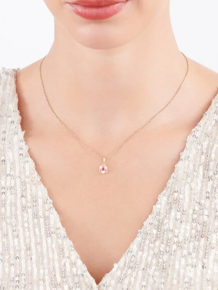 Złota zawieszka z cyrkoniami - kwiat