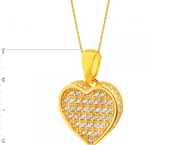Złota zawieszka z cyrkoniami - serce