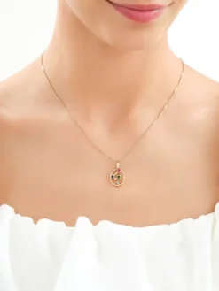 Złota zawieszka z cyrkoniami - Lew