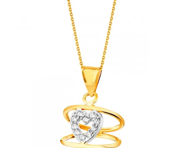 Złota zawieszka z cyrkoniami - serce