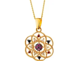 Złota zawieszka z cyrkoniami - rozeta