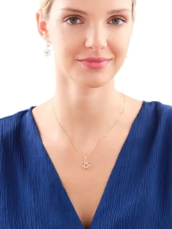 Złota zawieszka z cyrkoniami - rozeta