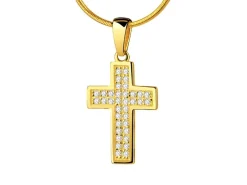 Złota zawieszka z cyrkoniami  - krzyż