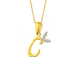 Złota zawieszka z cyrkoniami - litera C
