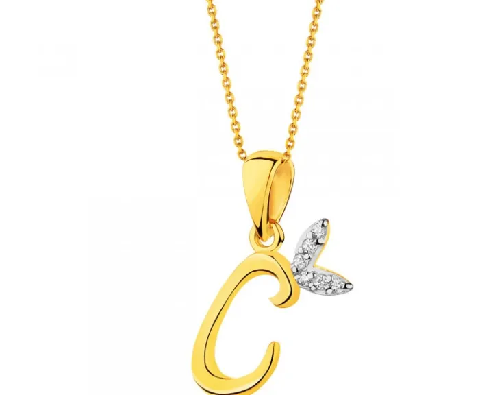 Złota zawieszka z cyrkoniami - litera C
