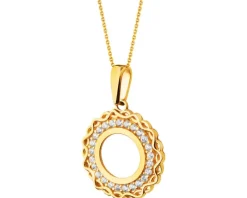 Złota zawieszka z cyrkoniami - rozeta