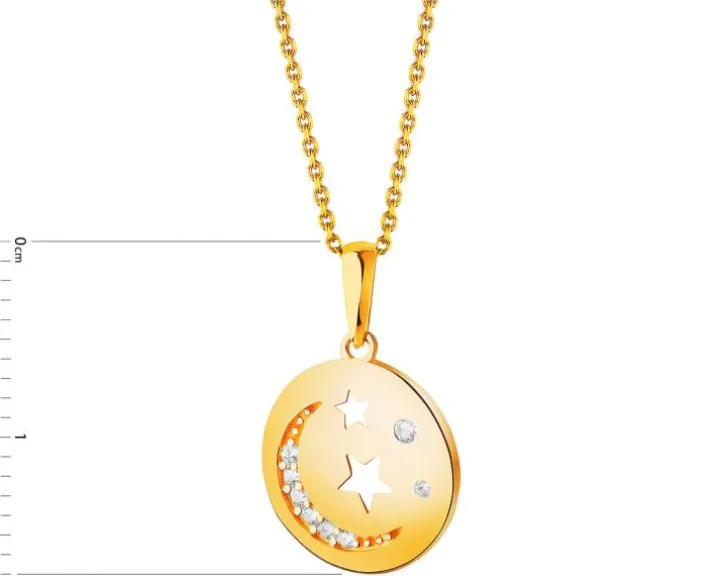 Złota zawieszka z cyrkoniami - gwiazdy, Księżyc