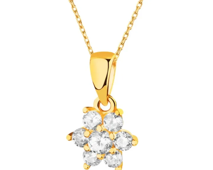 Złota zawieszka z cyrkoniami - kwiat