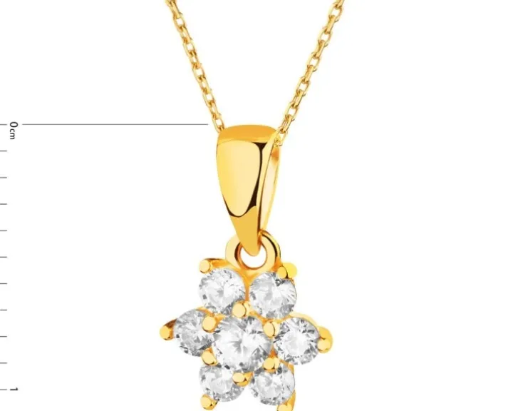 Złota zawieszka z cyrkoniami - kwiat