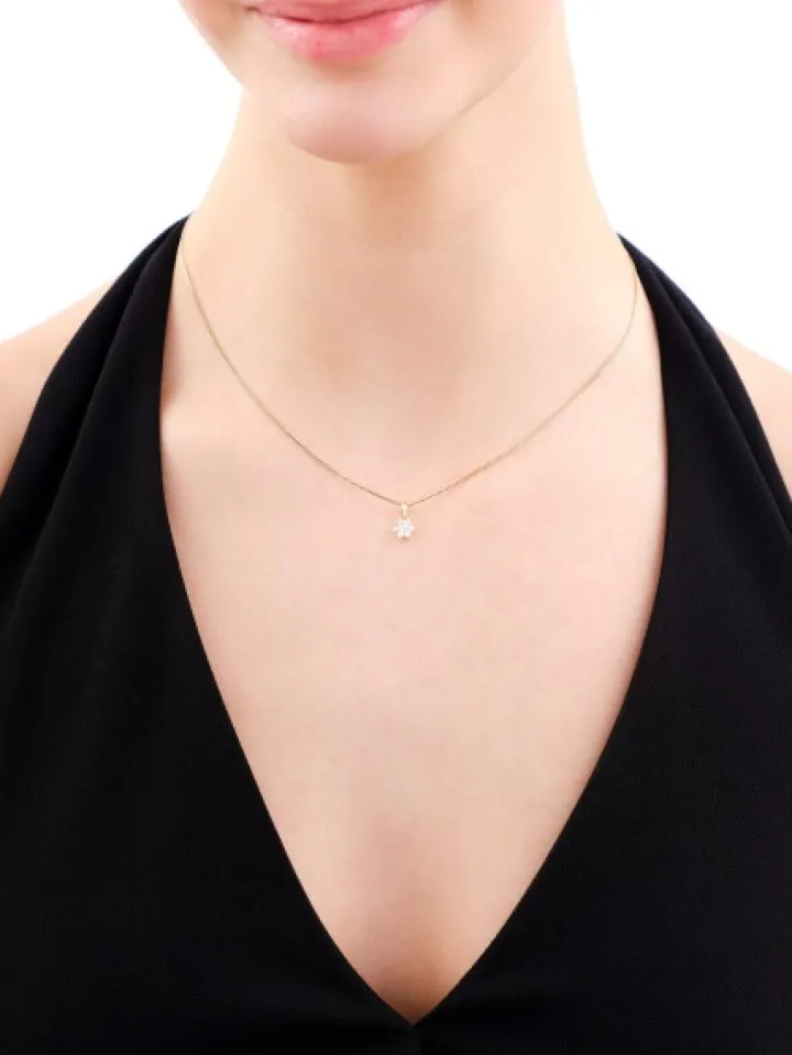 Złota zawieszka z cyrkoniami - kwiat