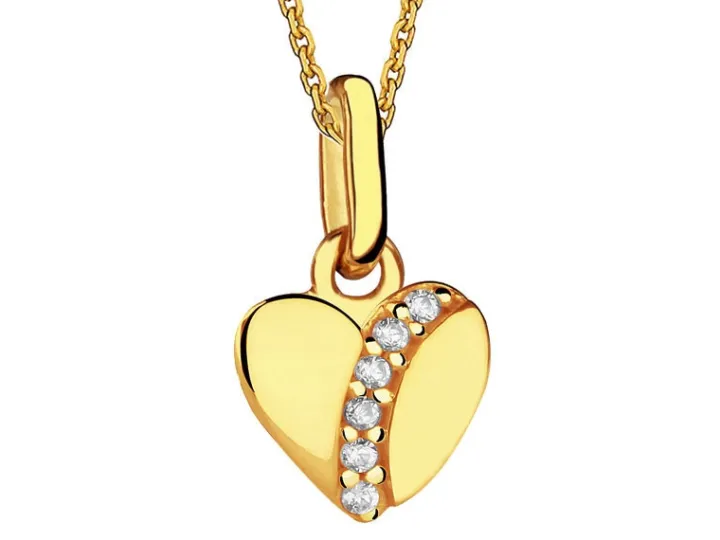 Złota zawieszka z cyrkoniami - serce