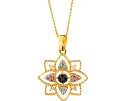 Złota zawieszka z cyrkoniami - rozeta