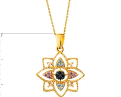 Złota zawieszka z cyrkoniami - rozeta