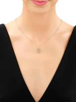 Złota zawieszka z cyrkoniami - rozeta