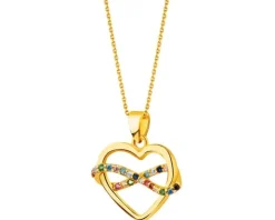 Złota zawieszka z cyrkoniami - serce, nieskończoność