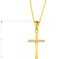 Złota zawieszka z cyrkoniami  - krzyż