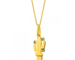 Złota zawieszka z cyrkoniami - kaktus