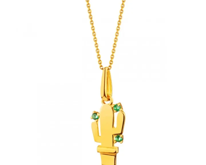 Złota zawieszka z cyrkoniami - kaktus