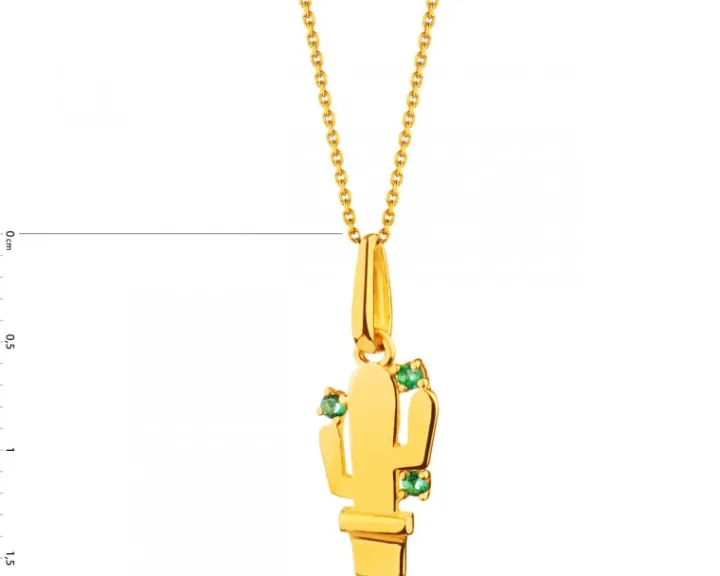 Złota zawieszka z cyrkoniami - kaktus