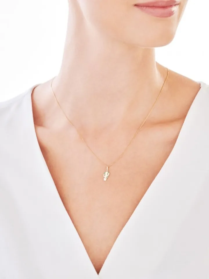 Złota zawieszka z cyrkoniami - kaktus