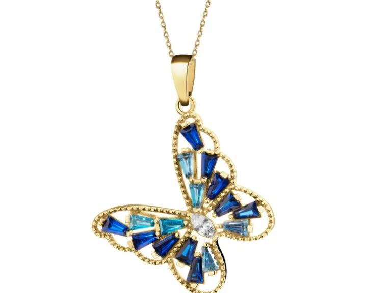Złota zawieszka z cyrkoniami - motyl