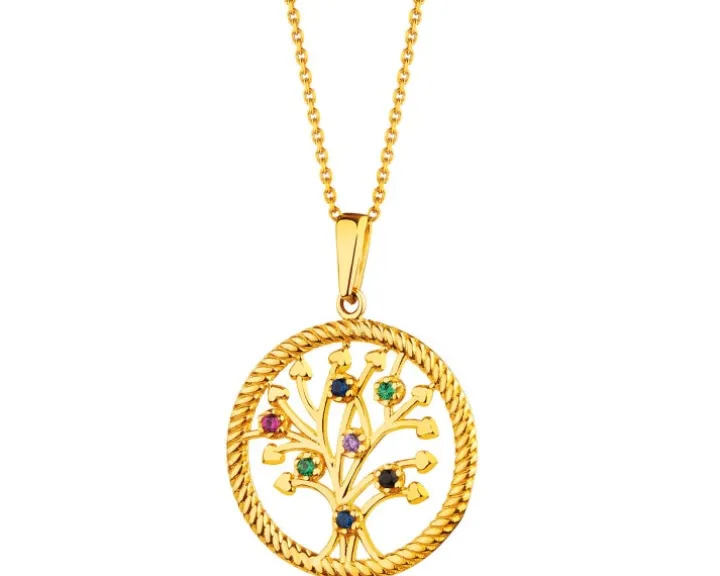 Złota zawieszka z cyrkoniami - drzewko