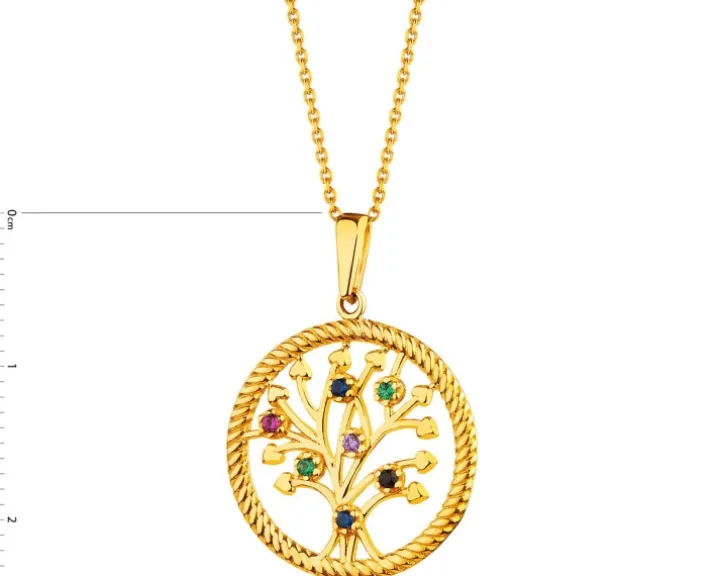 Złota zawieszka z cyrkoniami - drzewko