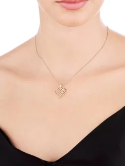 Złota zawieszka z cyrkoniami - serce, róża