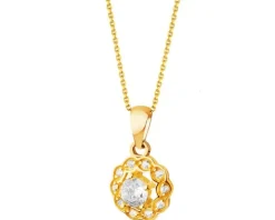 Złota zawieszka z cyrkoniami - kwiat