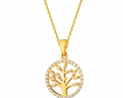 Złota zawieszka z cyrkoniami - drzewko