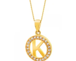 Złota zawieszka z cyrkoniami - litera K