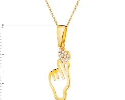 Złota zawieszka z cyrkoniami - dłoń