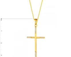 Złota zawieszka z cyrkoniami - krzyż