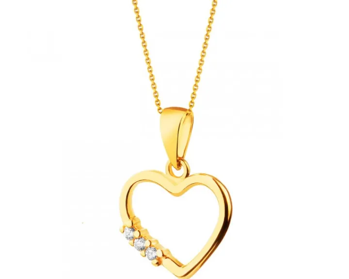 Złota zawieszka z cyrkoniami - serce