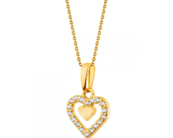 Złota zawieszka z cyrkoniami - Serce