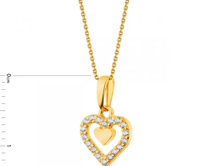 Złota zawieszka z cyrkoniami - Serce