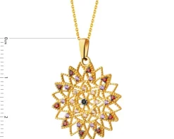 Złota zawieszka z cyrkoniami - rozeta