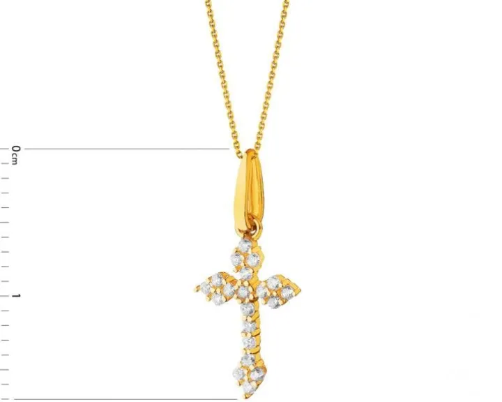 Złota zawieszka z cyrkoniami - krzyż