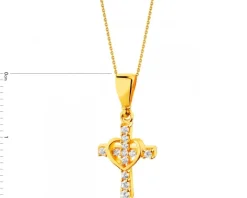 Złota zawieszka z cyrkoniami -  krzyż